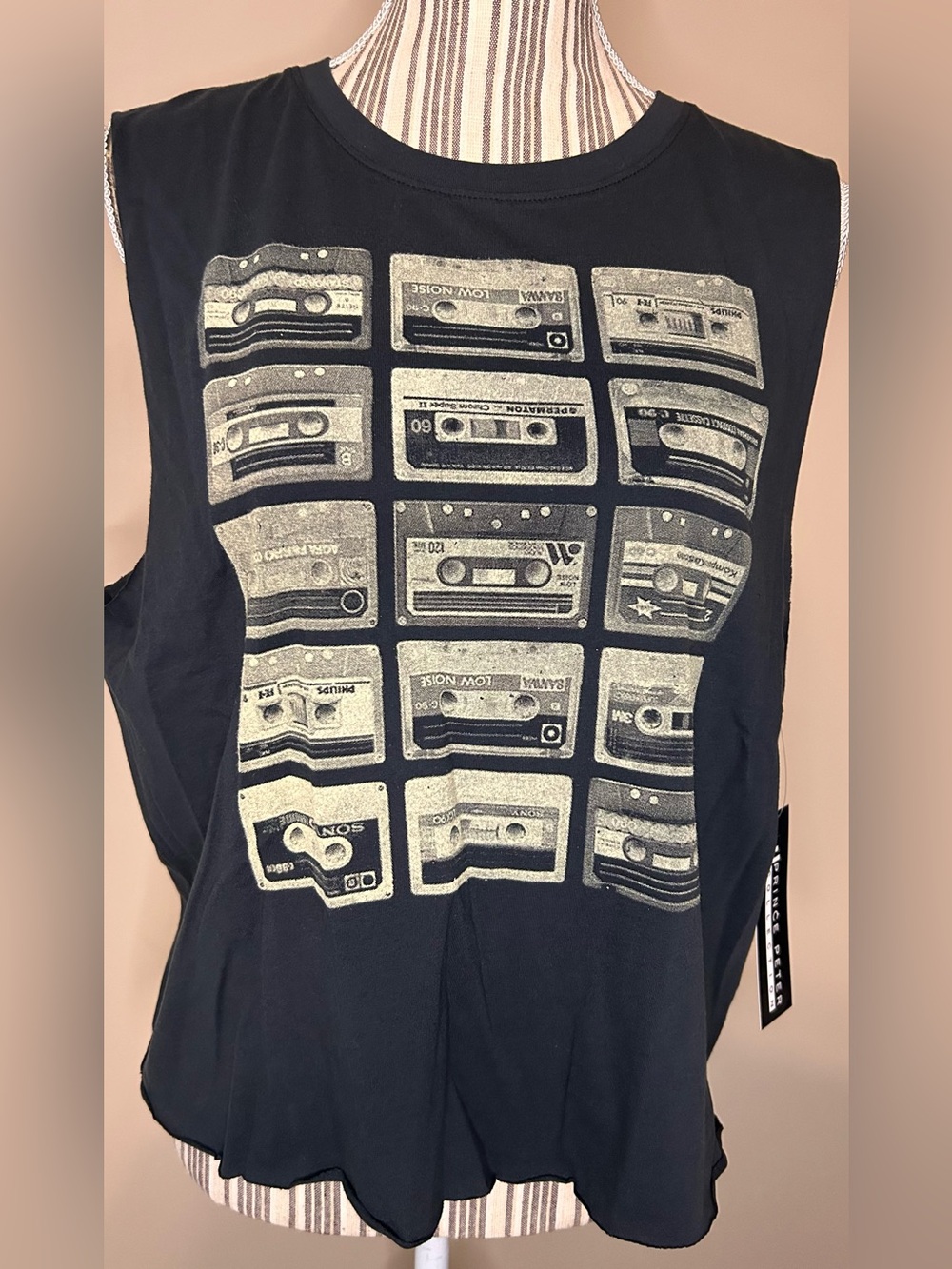 NWT Cassette Tapes Muscle Cropped Tee Size XL